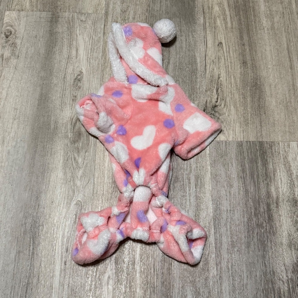 Pet warm cozy hoodie body suit‎ size XS Pom Pom